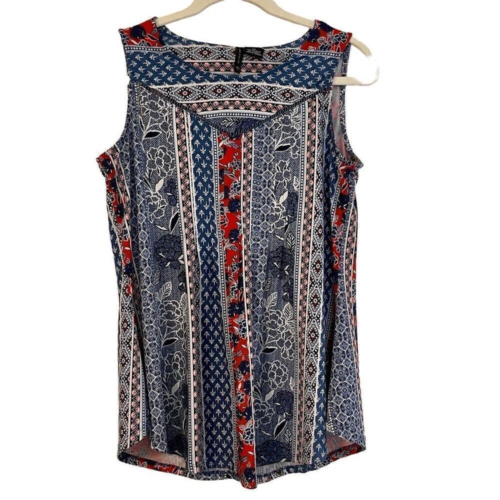 New Directions Floral Sleeveless Blouse Medium